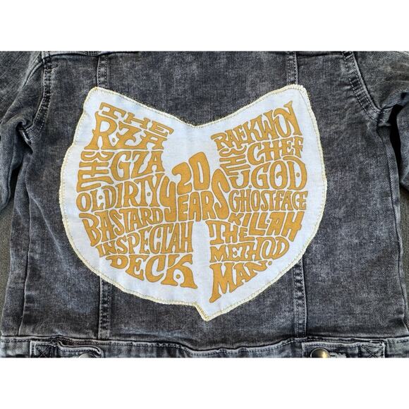 WU-TANG 90s Hip Hop Retro Vintage Upcycled Distressed Denim Jacket Kids Size 5T - Picture 10 of 12